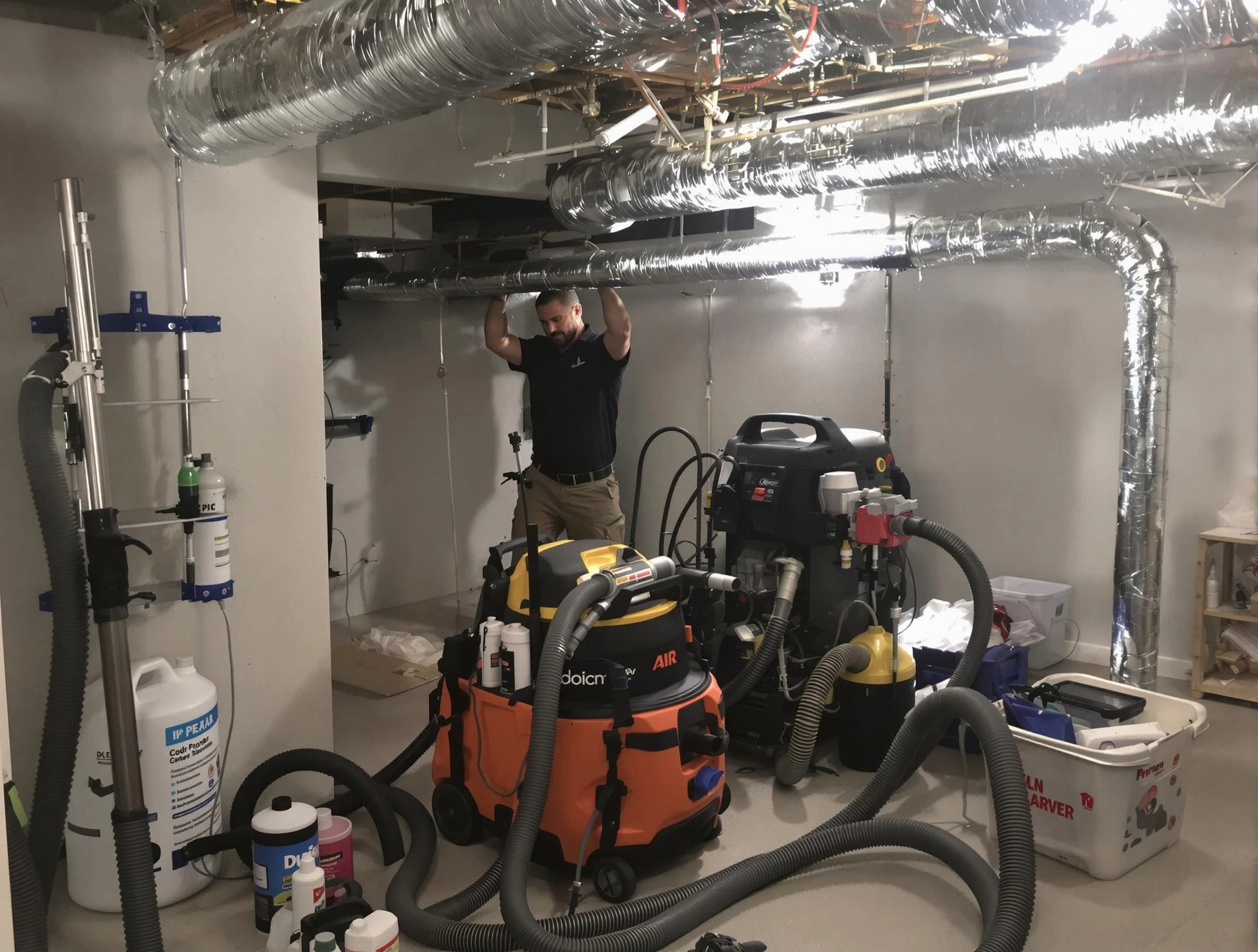 Bethel Acres Air Duct Cleaning specialist performing professional mold removal from air ducts using safety equipment in Bethel Acres