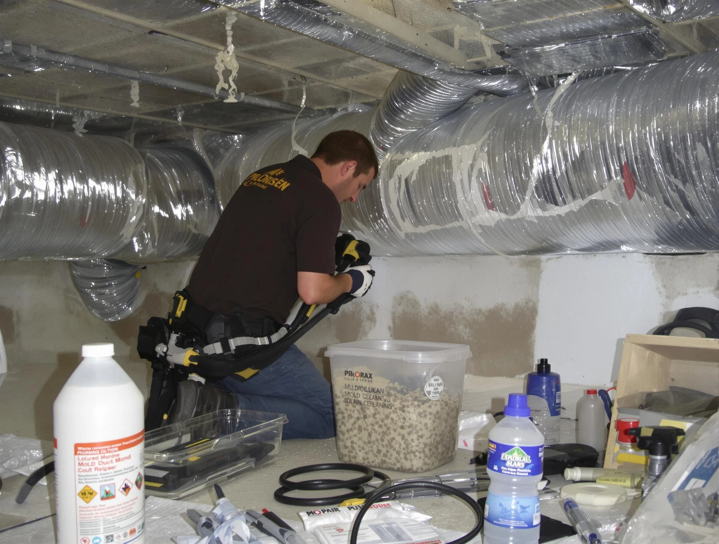 Bethel Acres Air Duct Cleaning specialist performing professional mold removal from air ducts in Bethel Acres