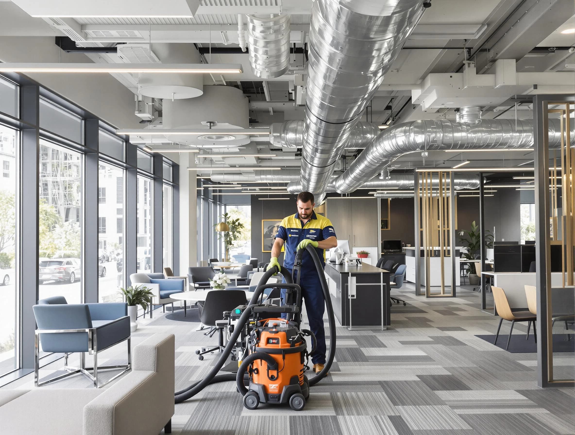 Bethel Acres Air Duct Cleaning team performing thorough commercial duct cleaning at a Bethel Acres business center