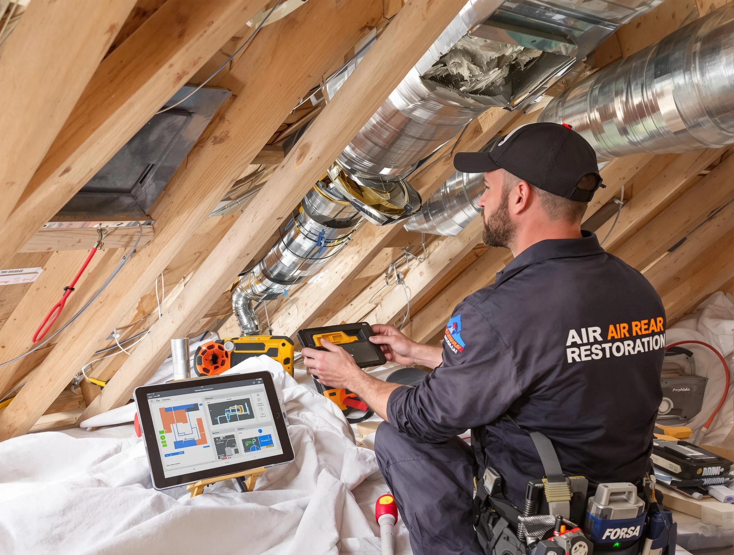 Bethel Acres Air Duct Cleaning technician performing precise duct repair work in Bethel Acres