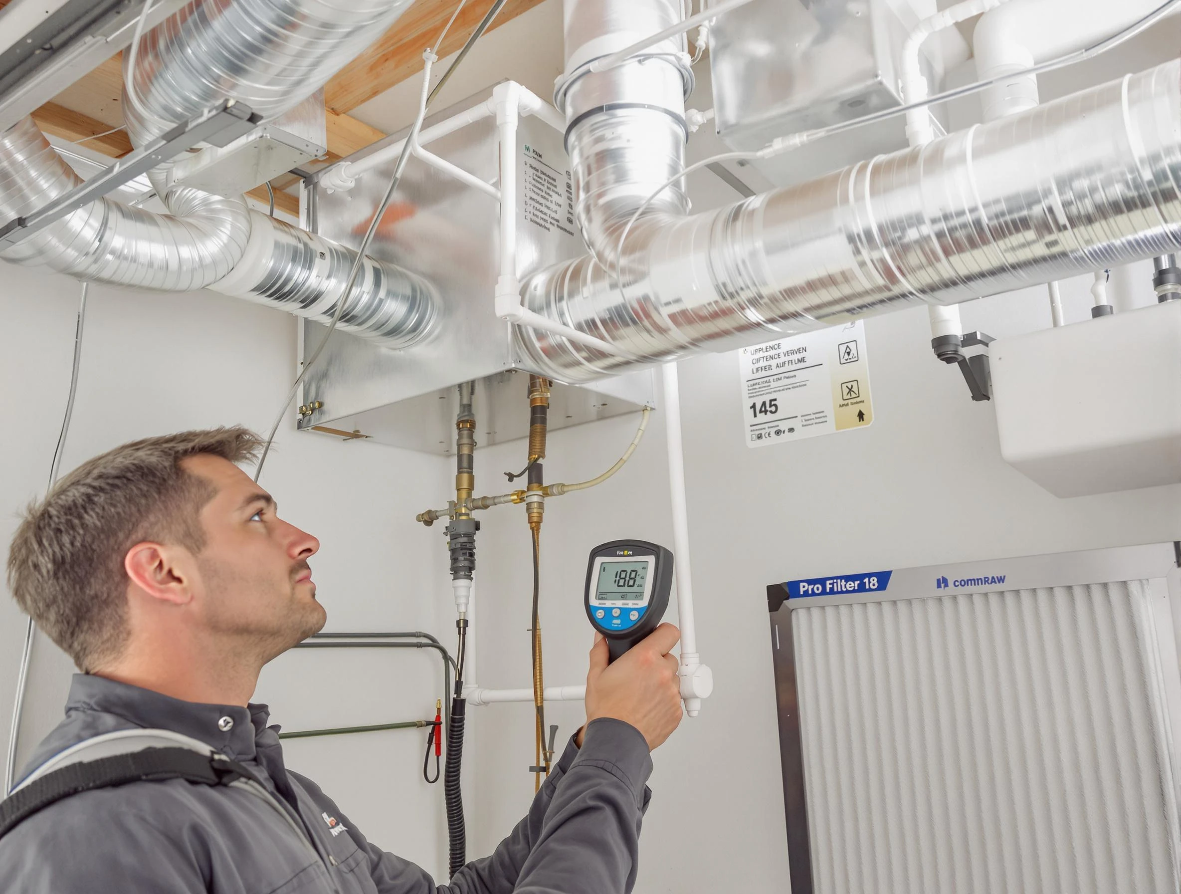 Bethel Acres Air Duct Cleaning expert conducting detailed filter system inspection using diagnostic tools in Bethel Acres